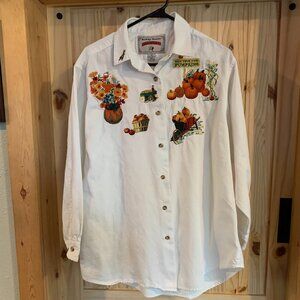 Vintage Red Ridge Mountain Outfitters Embroidered Fall Lanf Sleeve Button Up.